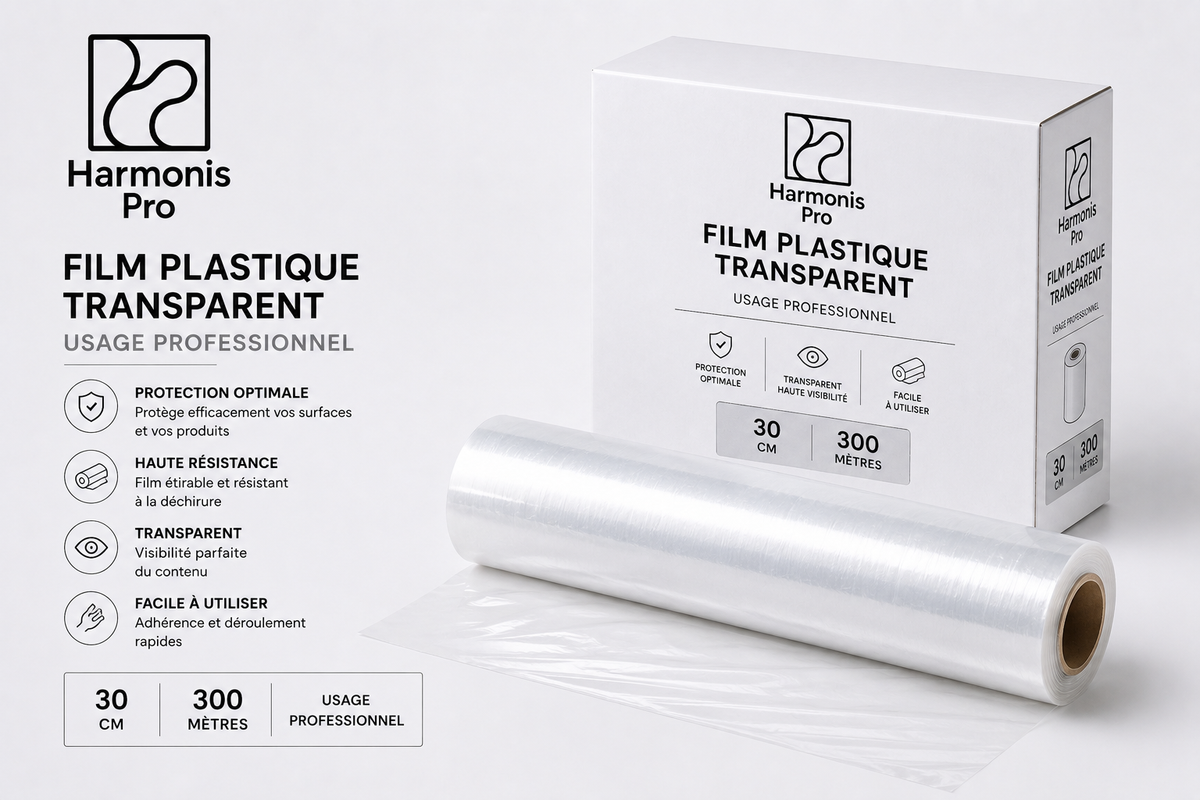 Film plastique transparent professionnel – 30 cm × 300 m - Lot de 3