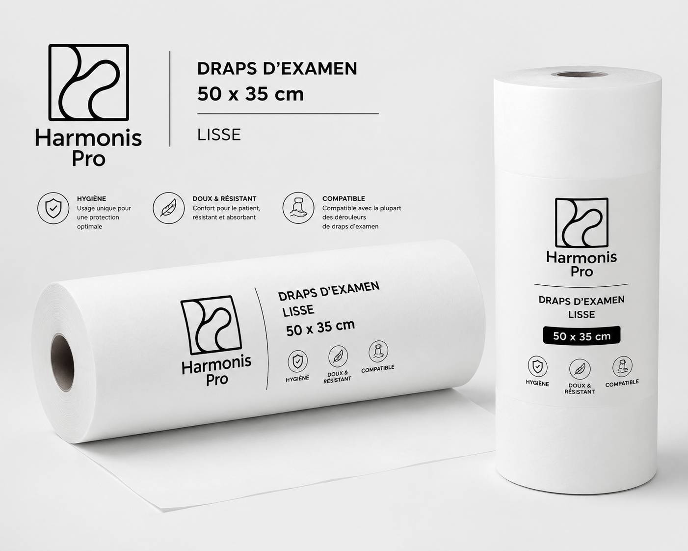 Draps d’examen lisses 50 × 35 cm